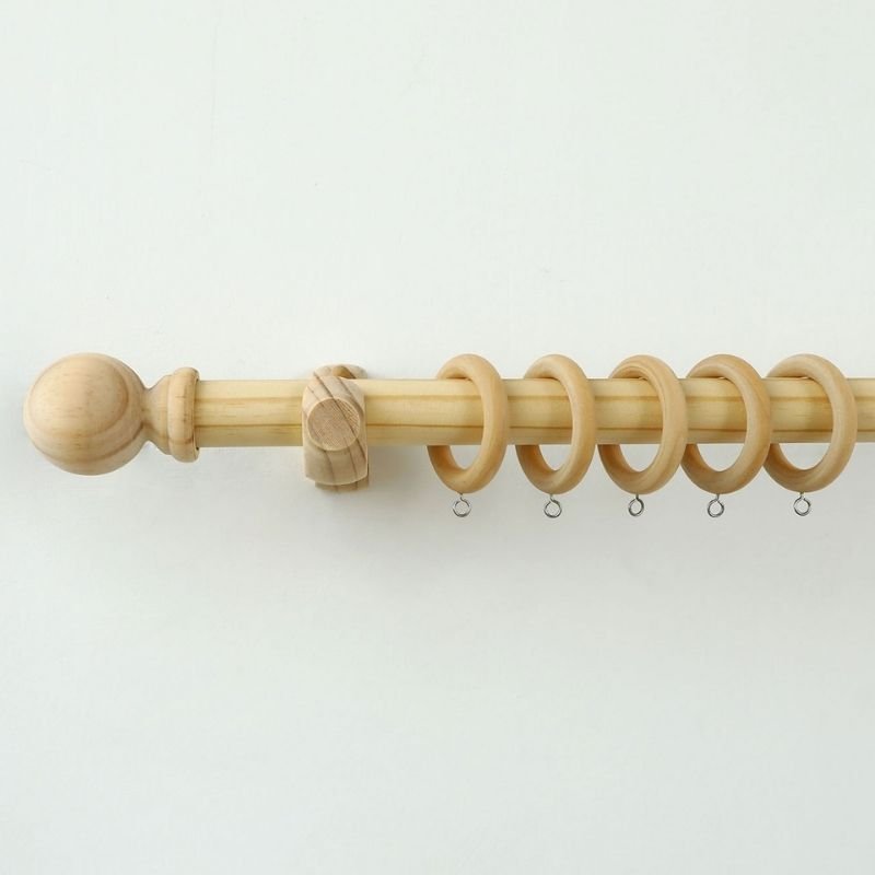 Natural wooden curtain rod rings