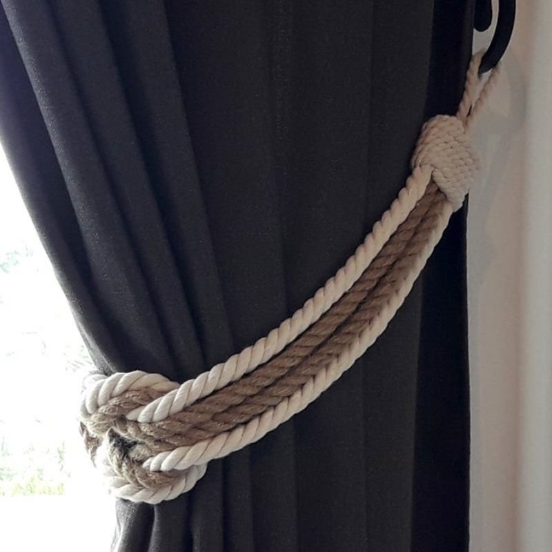Rustic rope curtain tieback in Dubai
